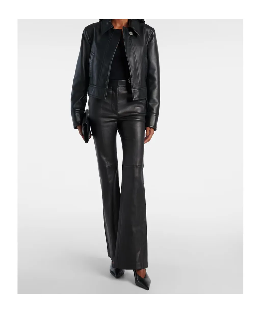 Caron Cropped Long-Sleeved Leather Jacket