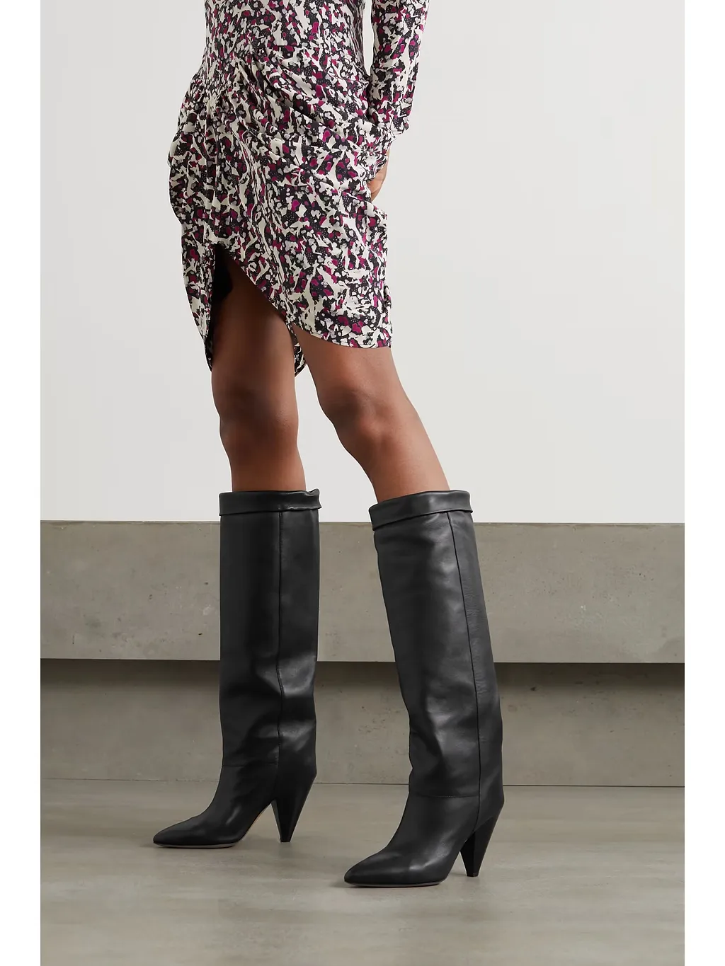Knee-Length Cone Heel Boots