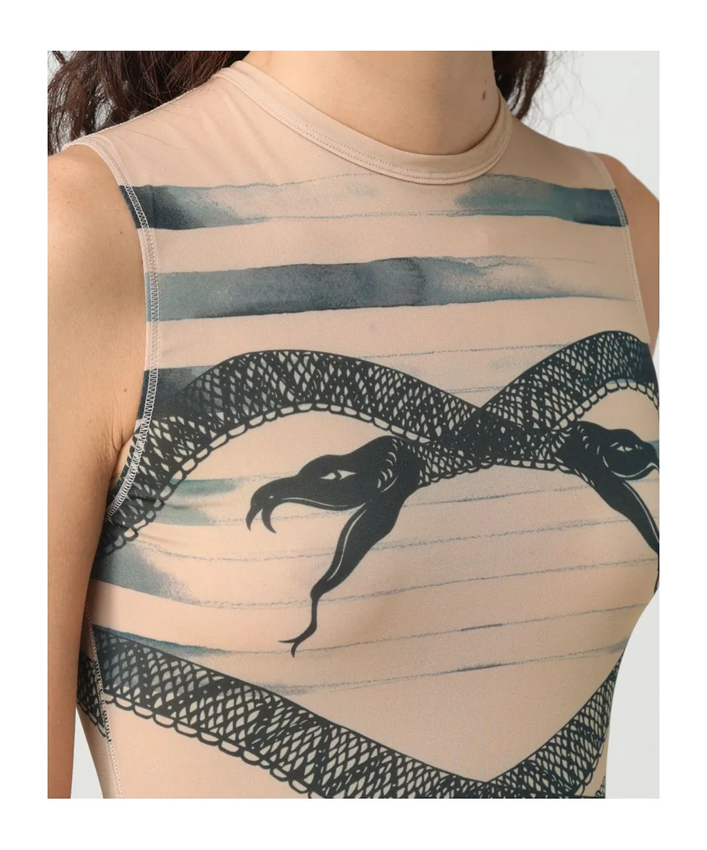 Jean Paul Gaultier X Knwls Trompe Loeil Tattoo Printed Dress