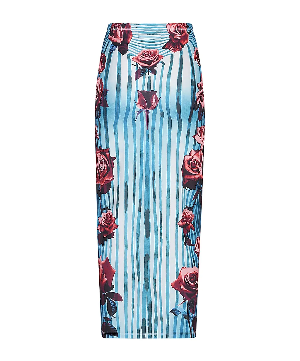 Morphing Floral-Print Pencil Skirt