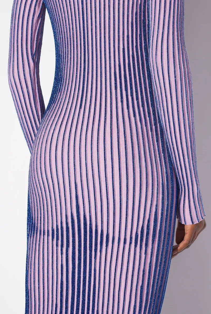 Metallic-Striped Wool-Blend Dress