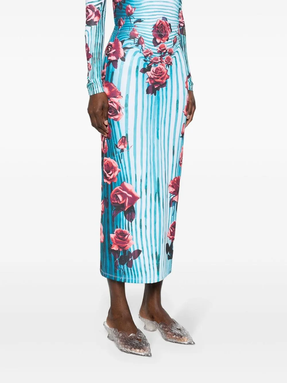 Morphing Floral-Print Pencil Skirt