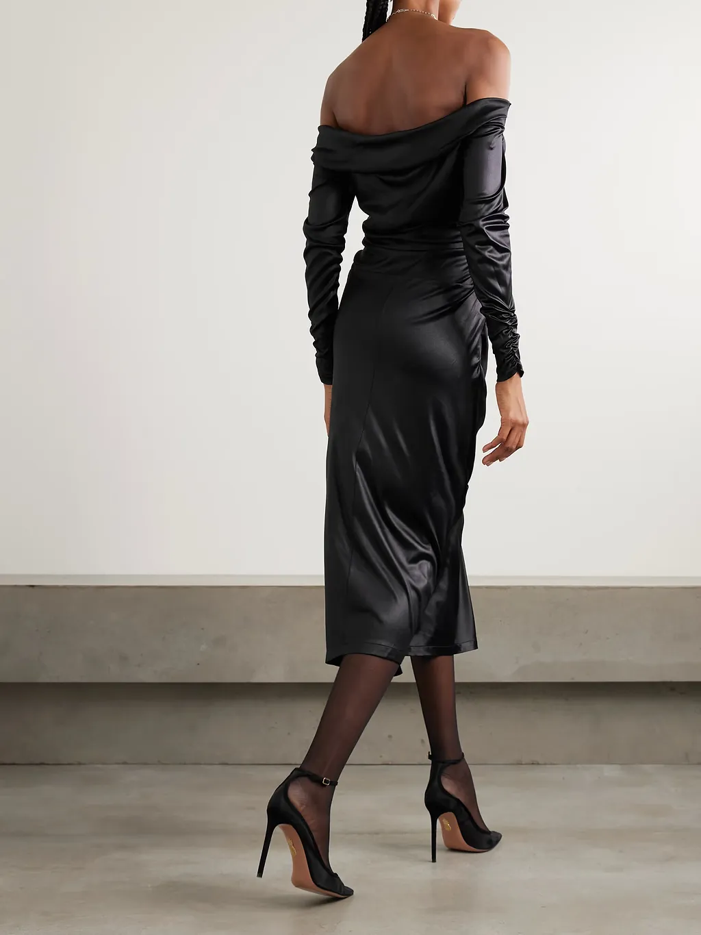 Off-Shoulder Pleated Dress