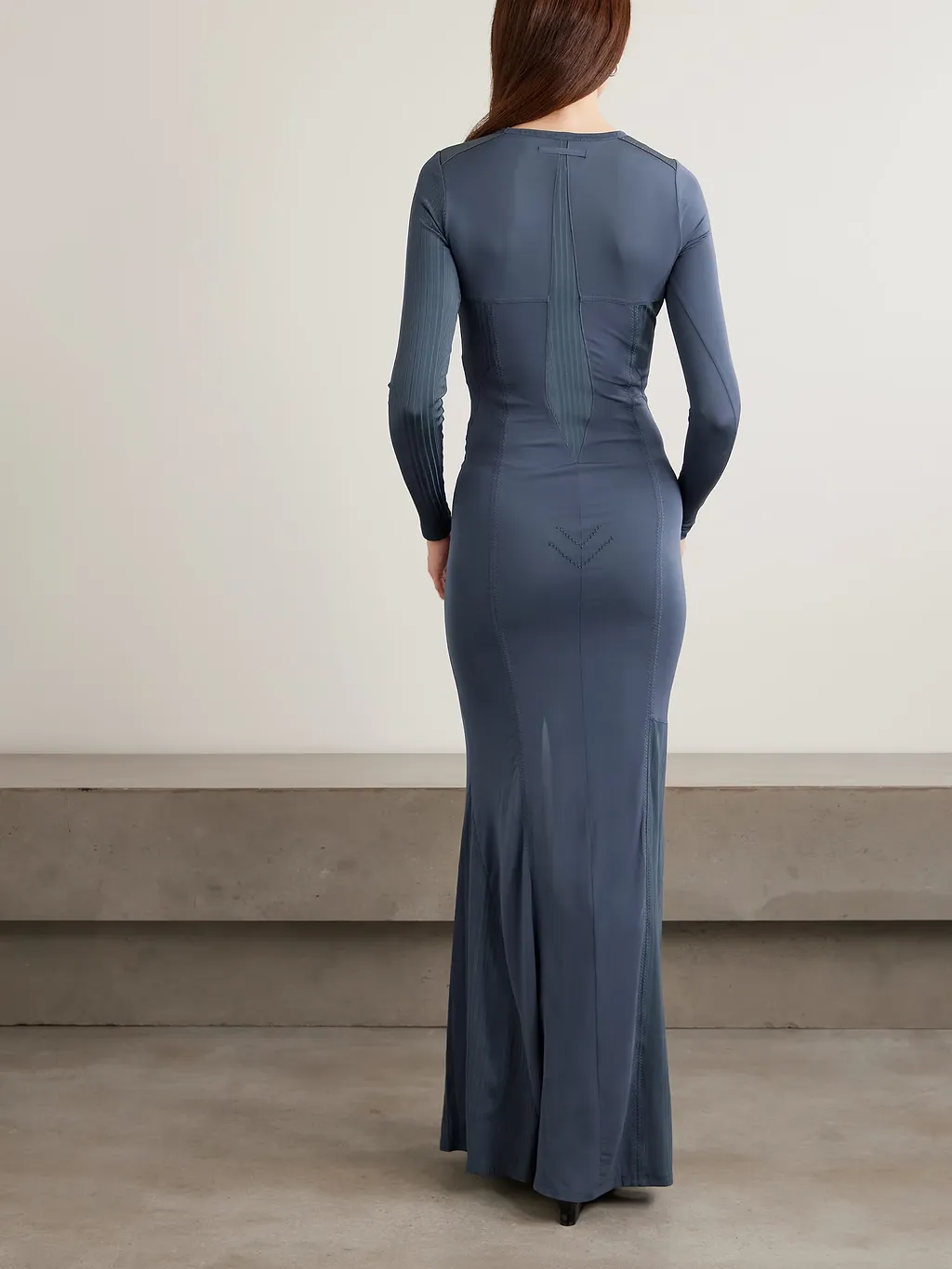 Patchwork Ribbed Stretch Knit Long Dress
