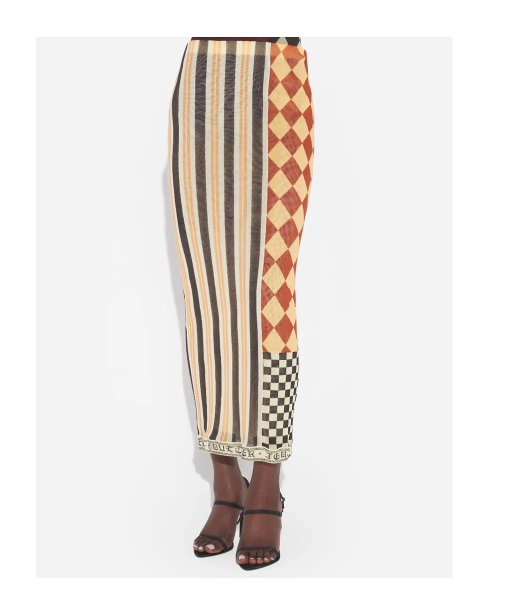 Patchwork Printed Maxi Skirt