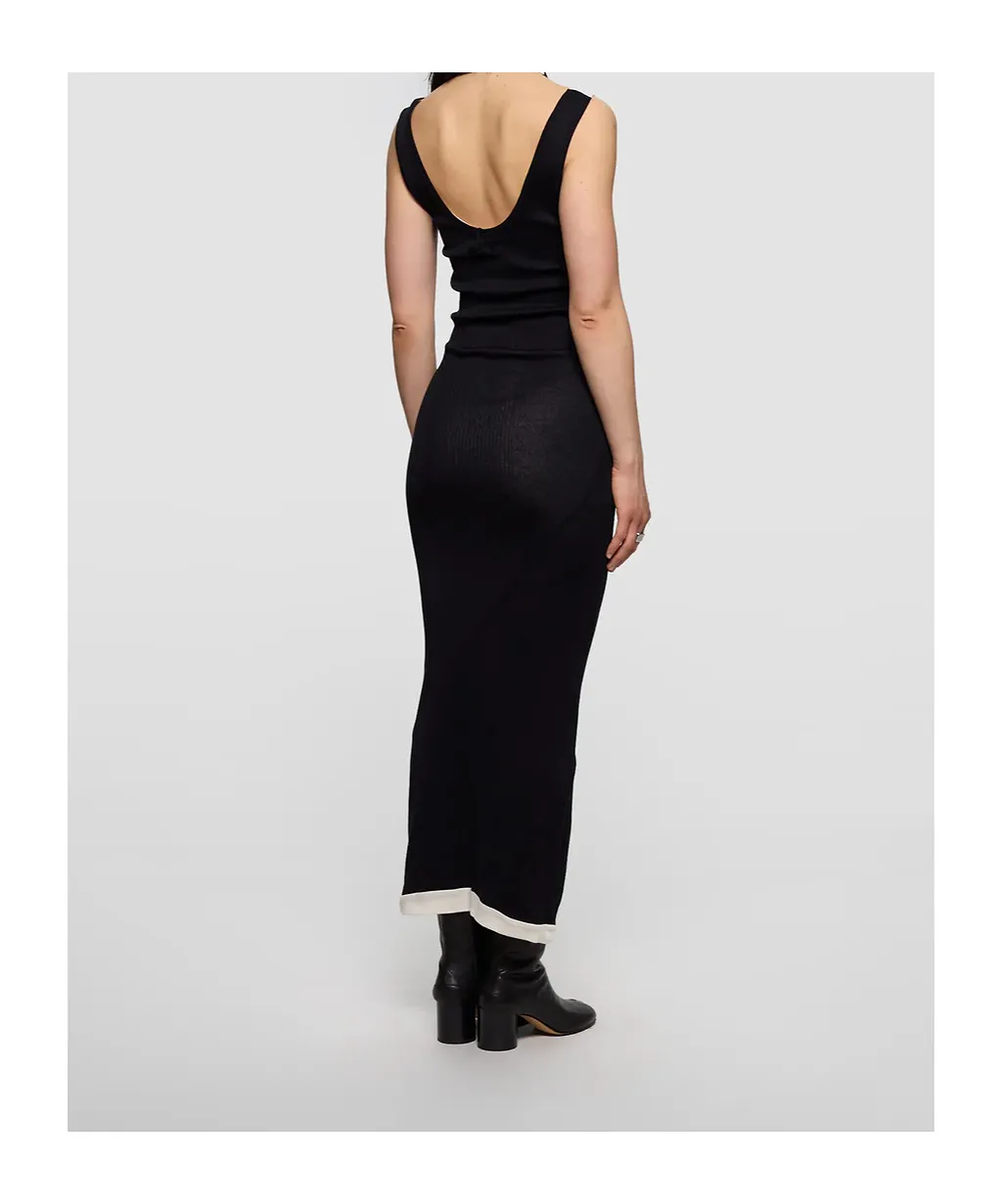 Ribbed Double Layer Dress In Black