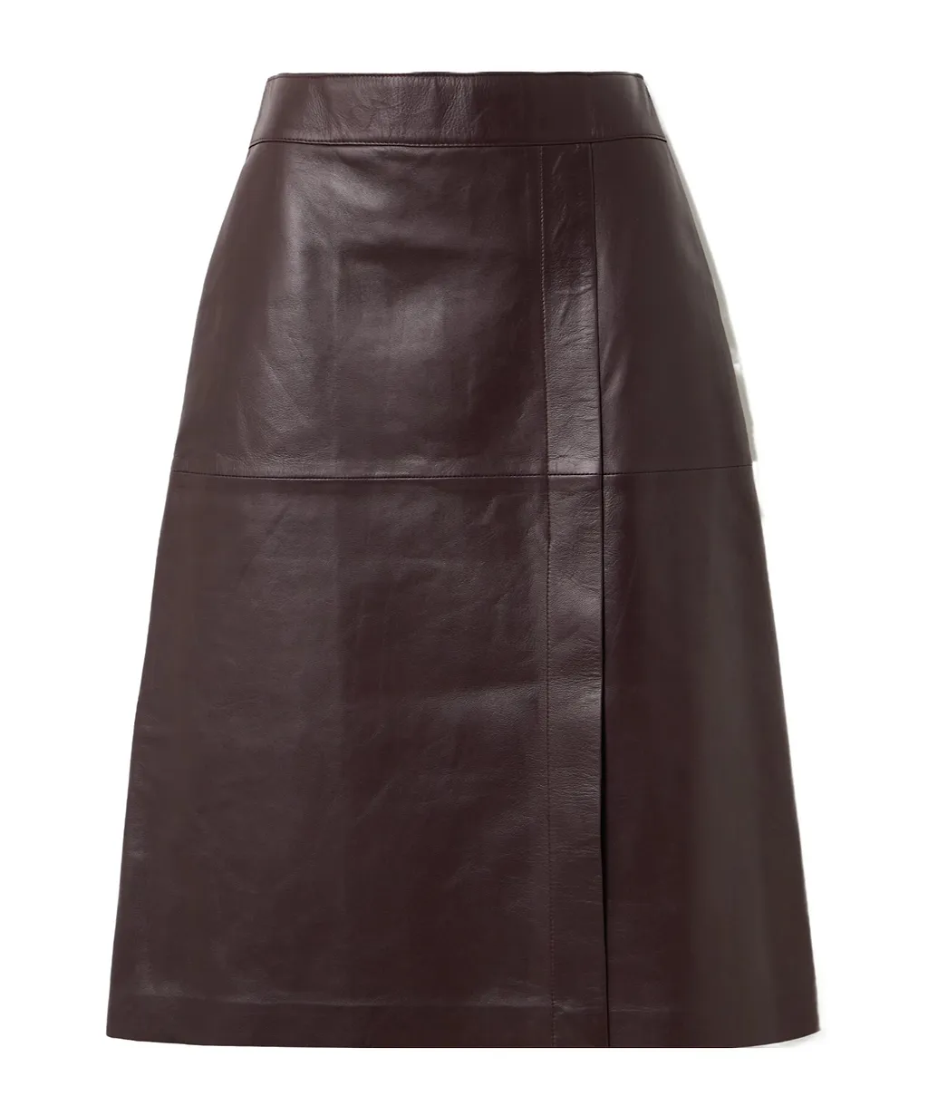 Sevres Paneled Leather Skirt