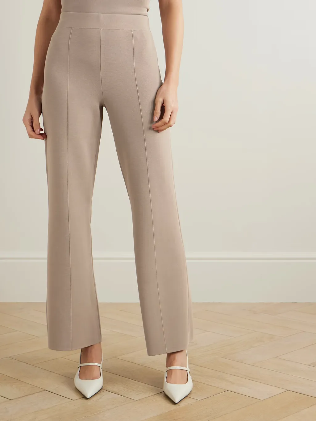 Stretch-Knit Flared Track Pants