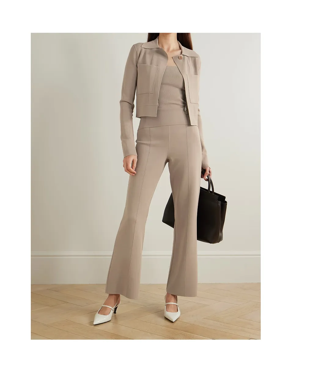 Stretch-Knit Flared Track Pants