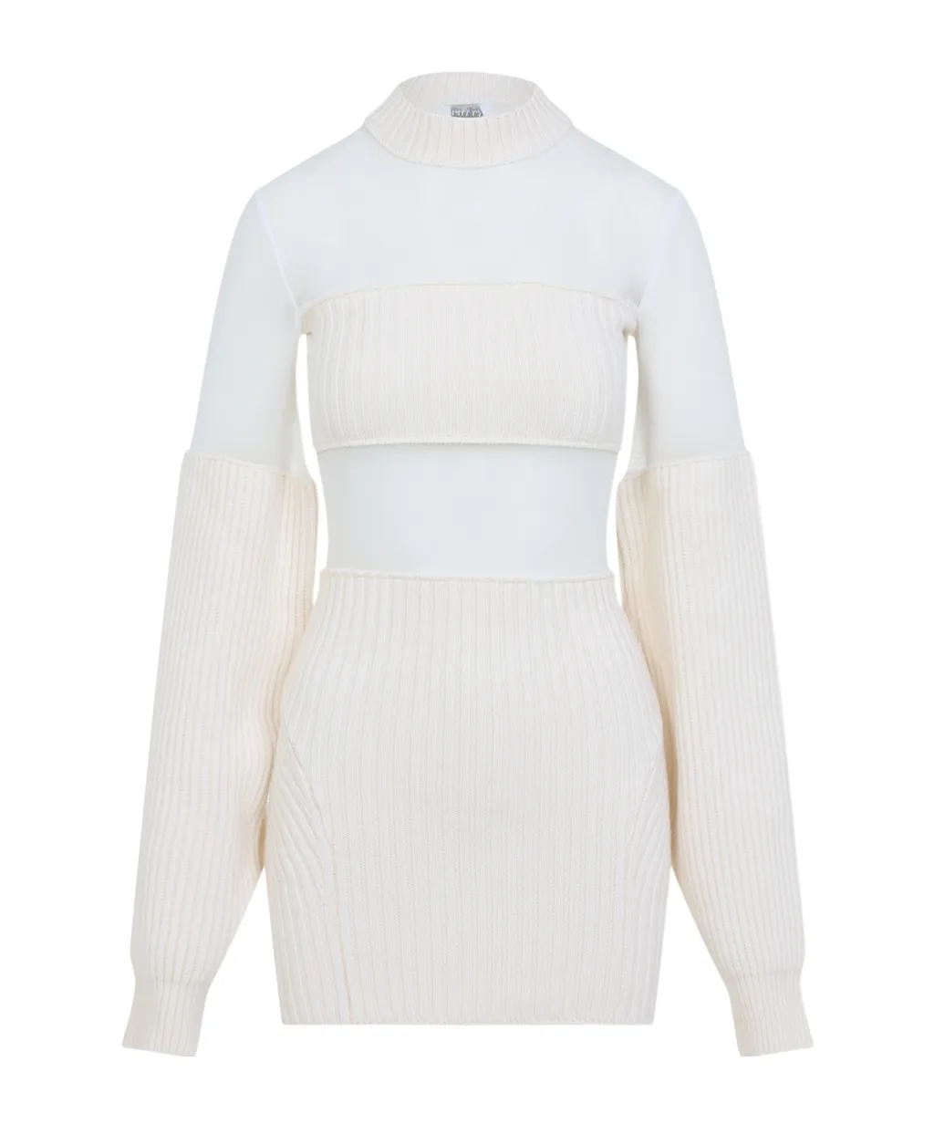 Wool Short With Mesh Details Dress