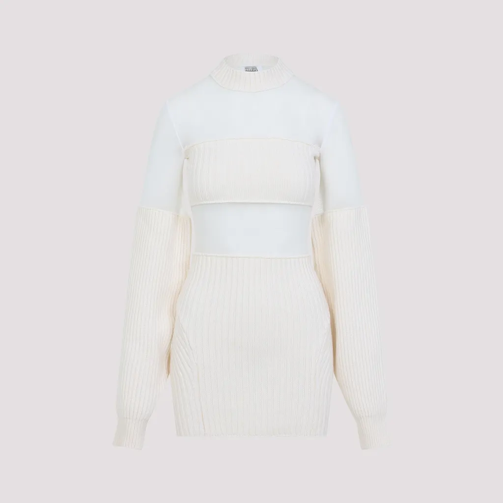 Wool Short With Mesh Details Dress
