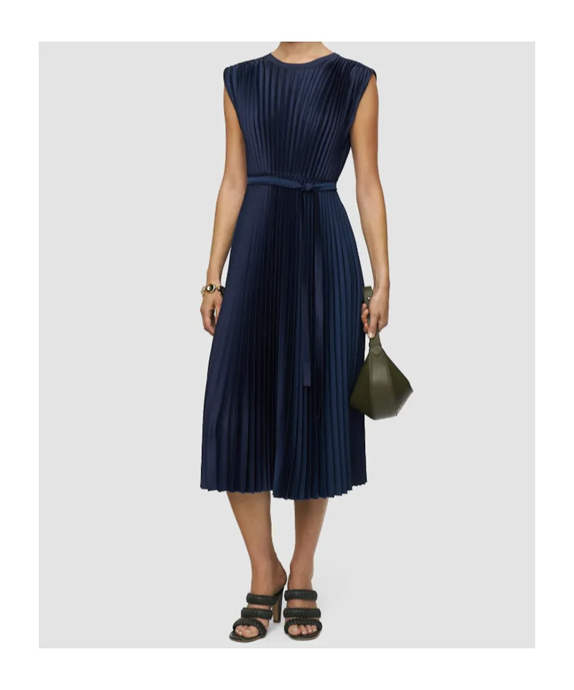 Volta Plissé Midi Dress