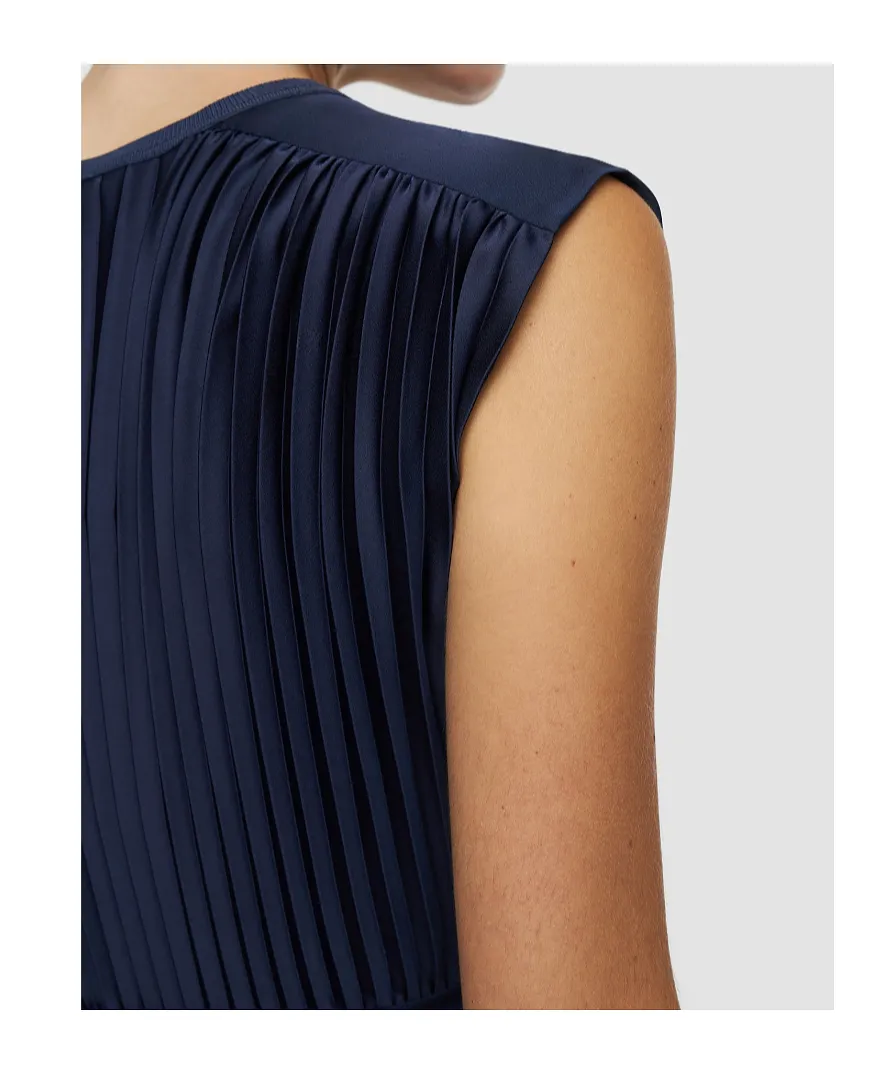 Volta Plissé Midi Dress