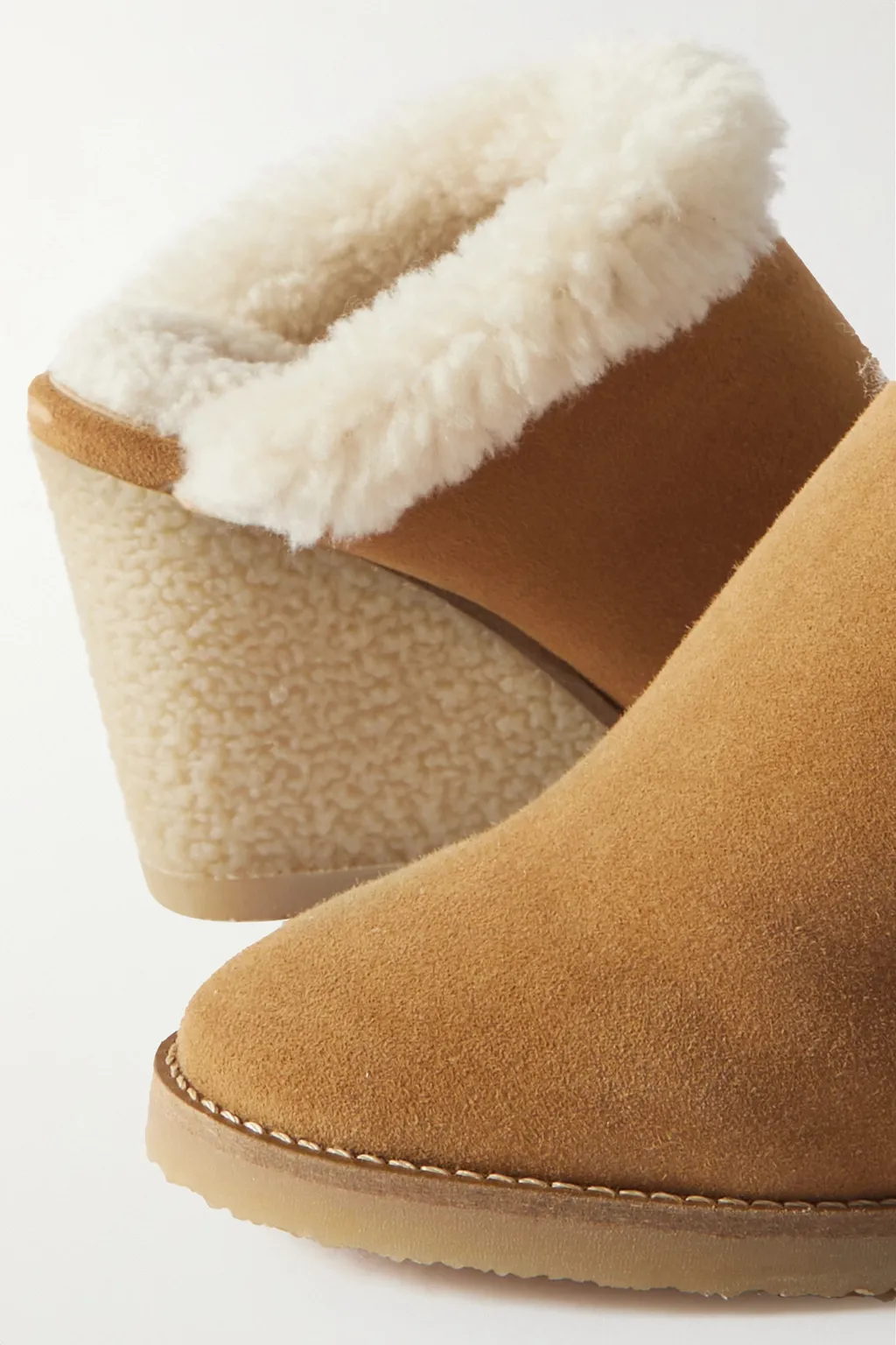 Shearling Wedge Mules