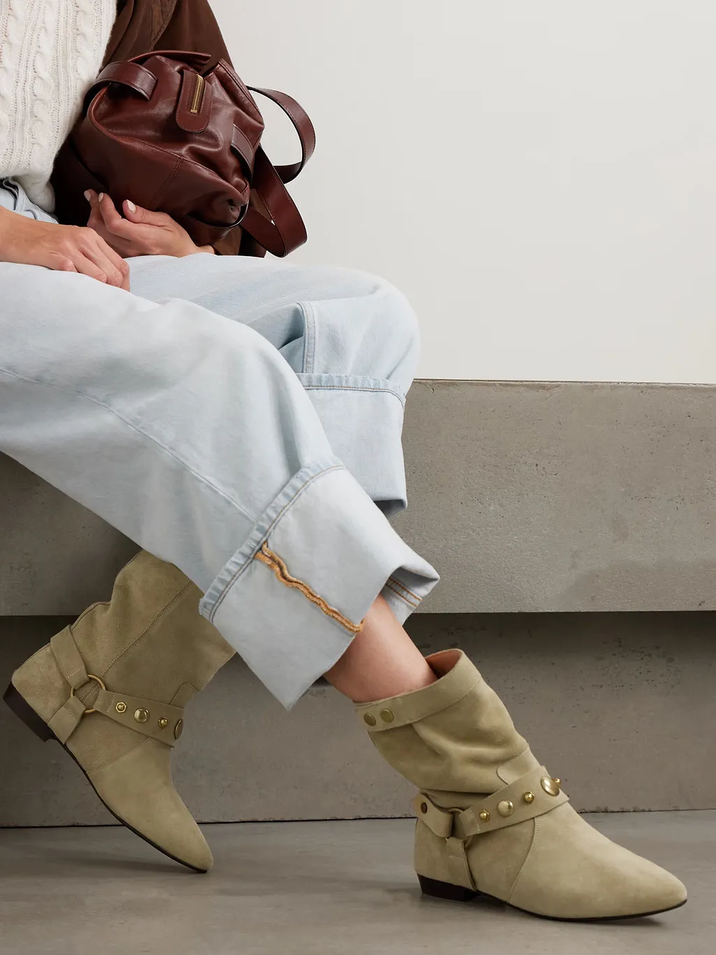 Stania Studded Suede Ankle Boots