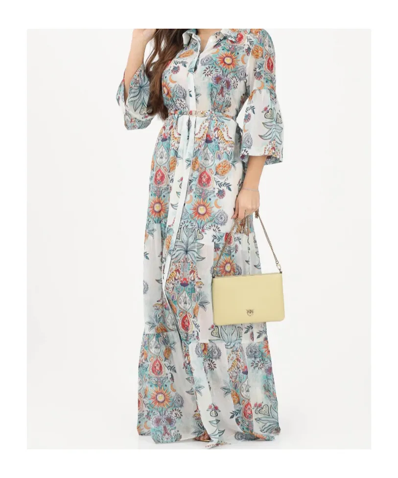 Long Blue Dress With Pattern
