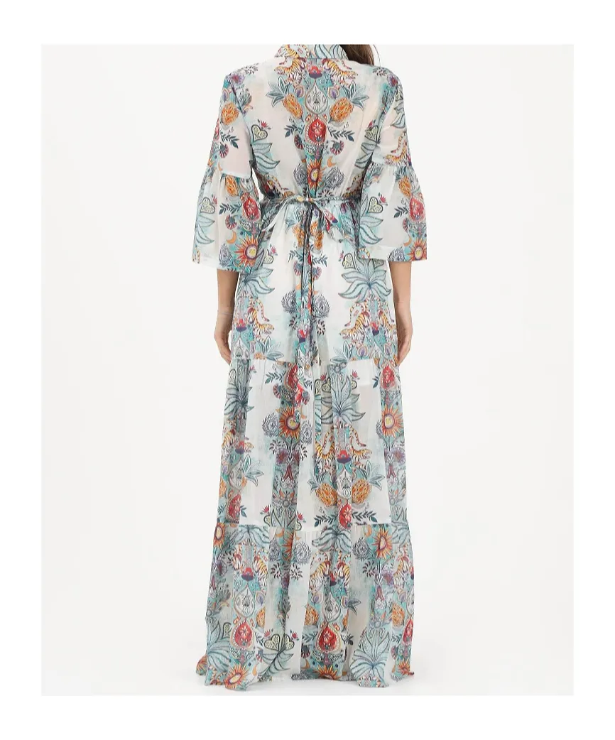 Long Blue Dress With Pattern