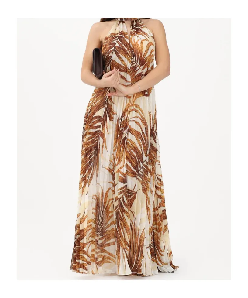 Long Dress With Stylised Leaf Print