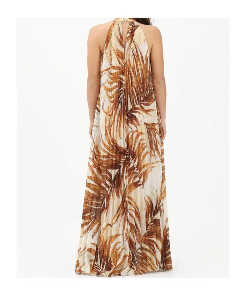 Long Dress With Stylised Leaf Print