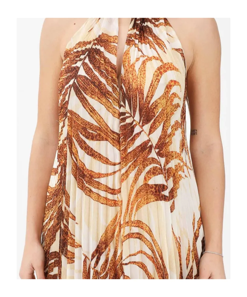 Long Dress With Stylised Leaf Print