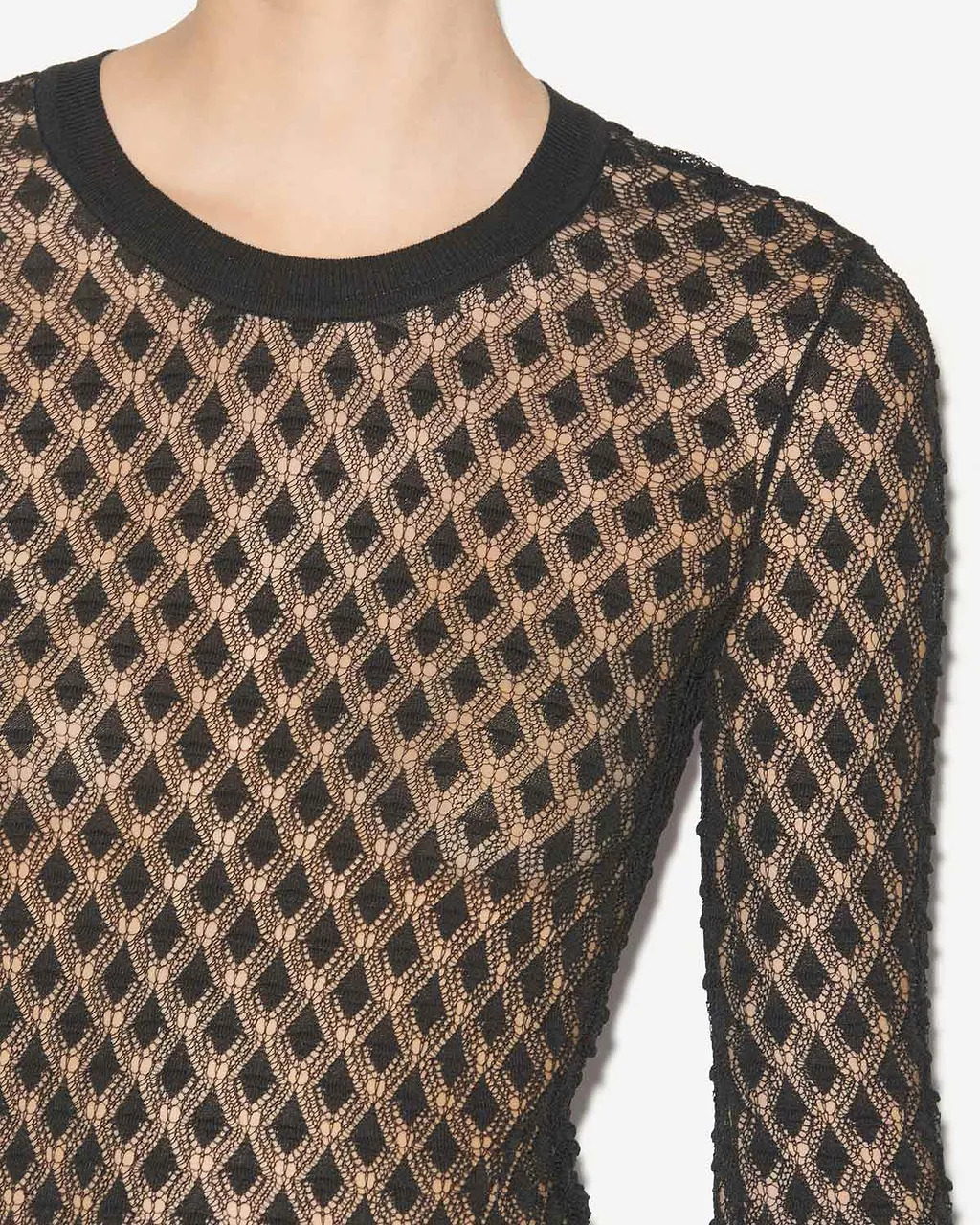 Isabel Marant Zavia Semi-Sheer Crewneck Knitted Top