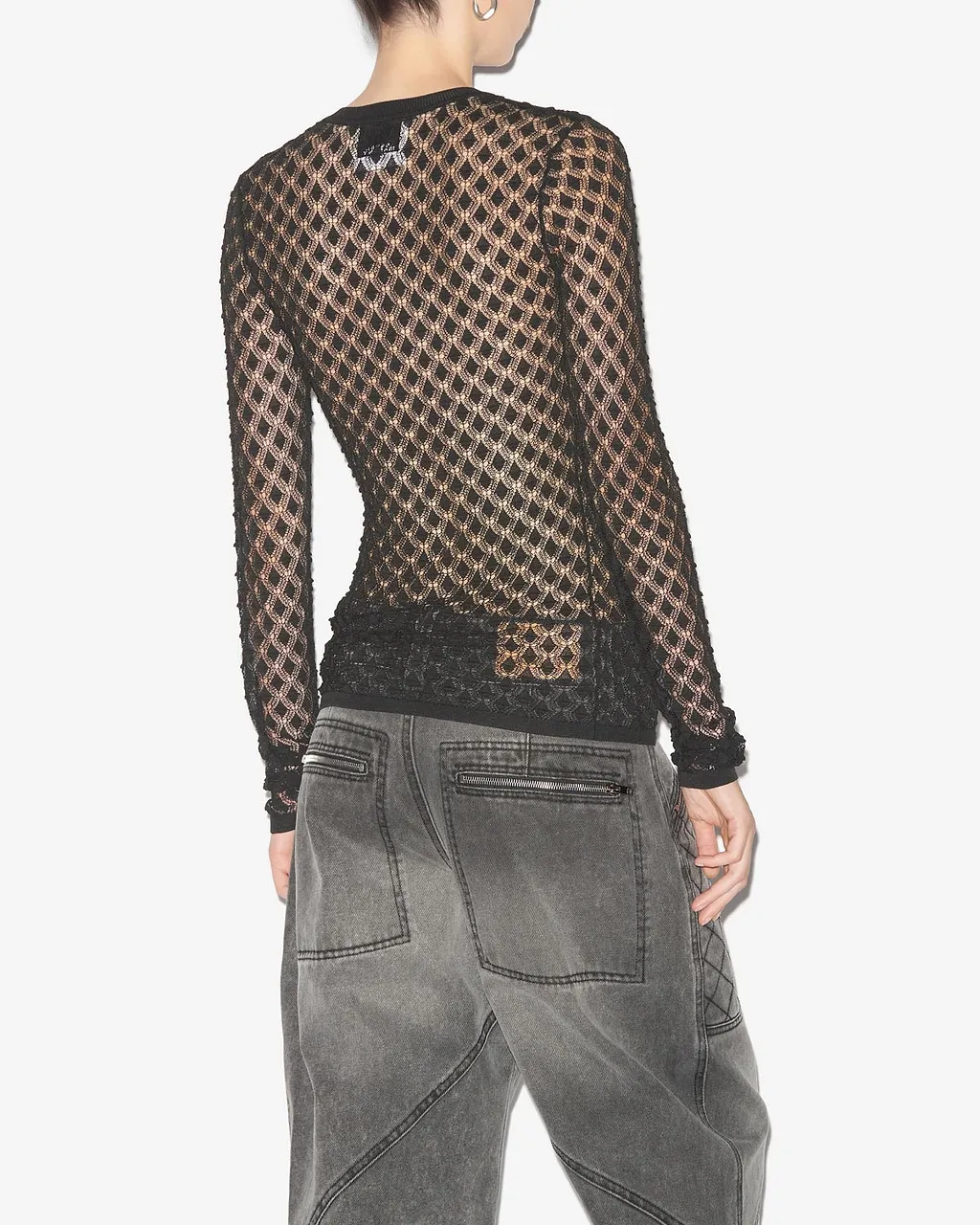 Isabel Marant Zavia Semi-Sheer Crewneck Knitted Top