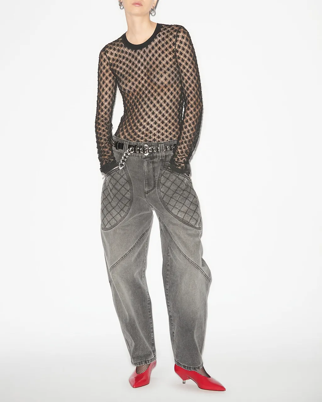 Isabel Marant Zavia Semi-Sheer Crewneck Knitted Top