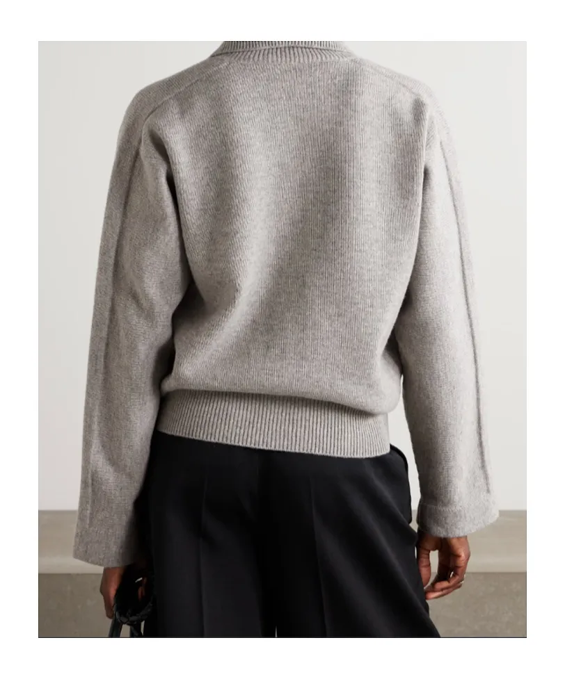 High-Neck Zip-Front Cardigan