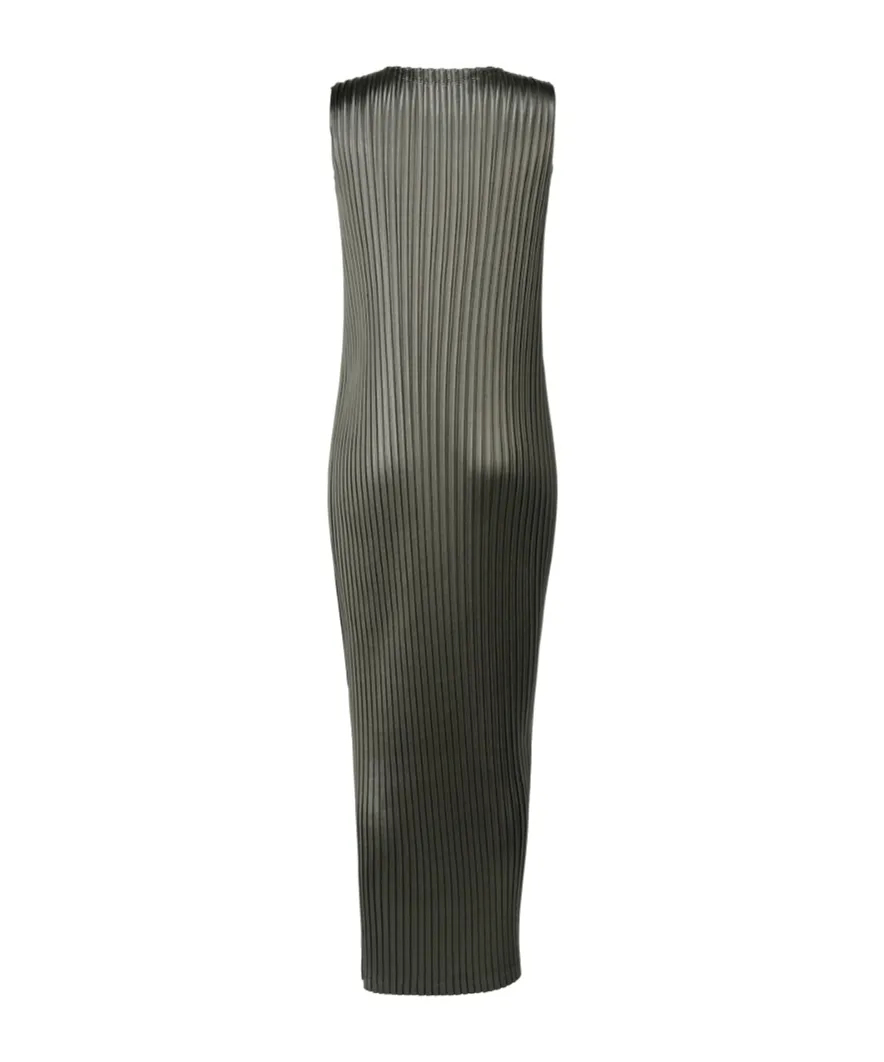 Issey Miyake Pleated Structure Glossy Sleeveless Dress