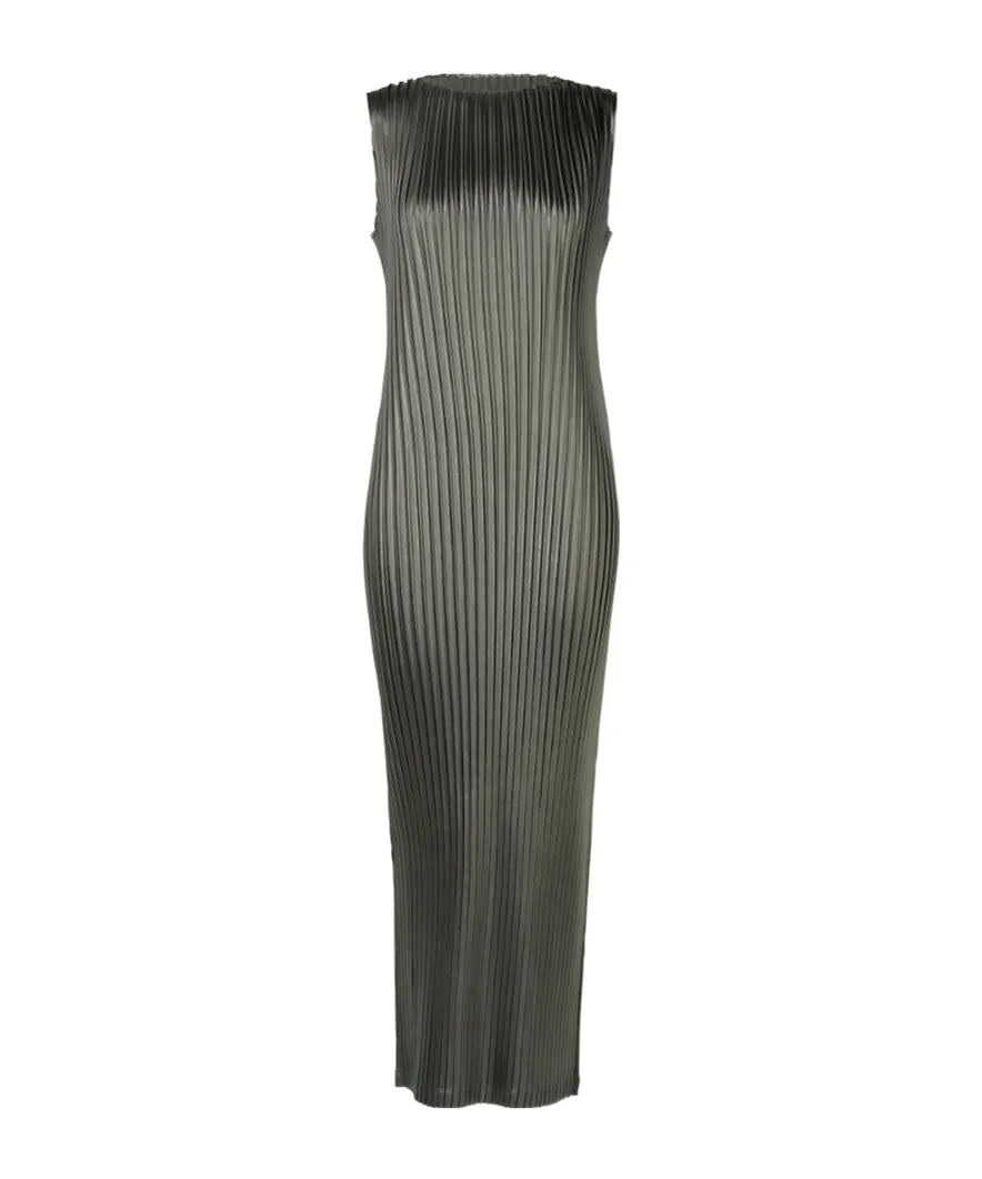 Issey Miyake Pleated Structure Glossy Sleeveless Dress