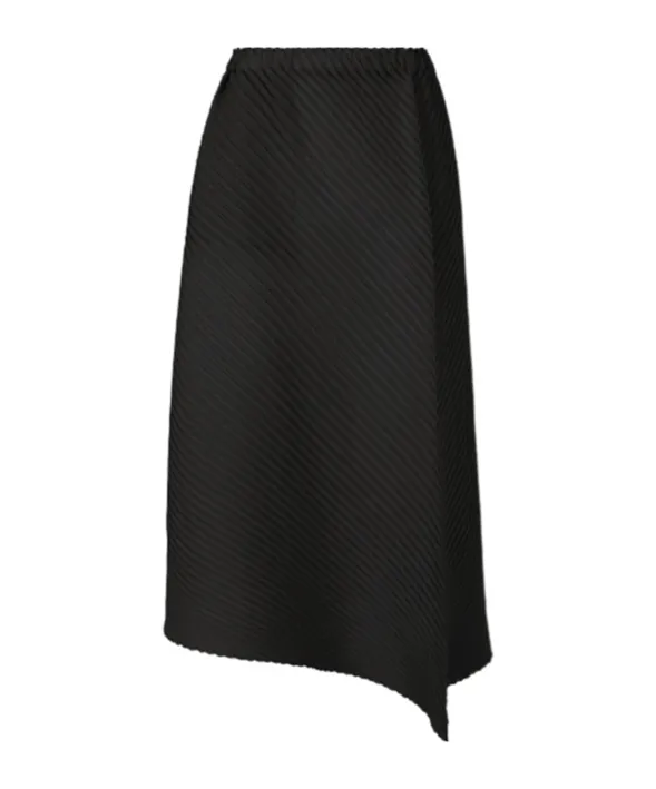 Pleated Asymmetric Midi Skirt
