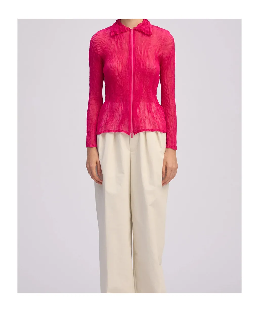Ruffled Zip-Fastening Shirt