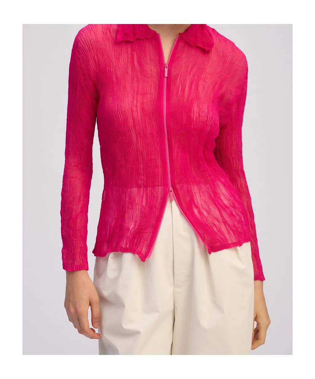 Ruffled Zip-Fastening Shirt