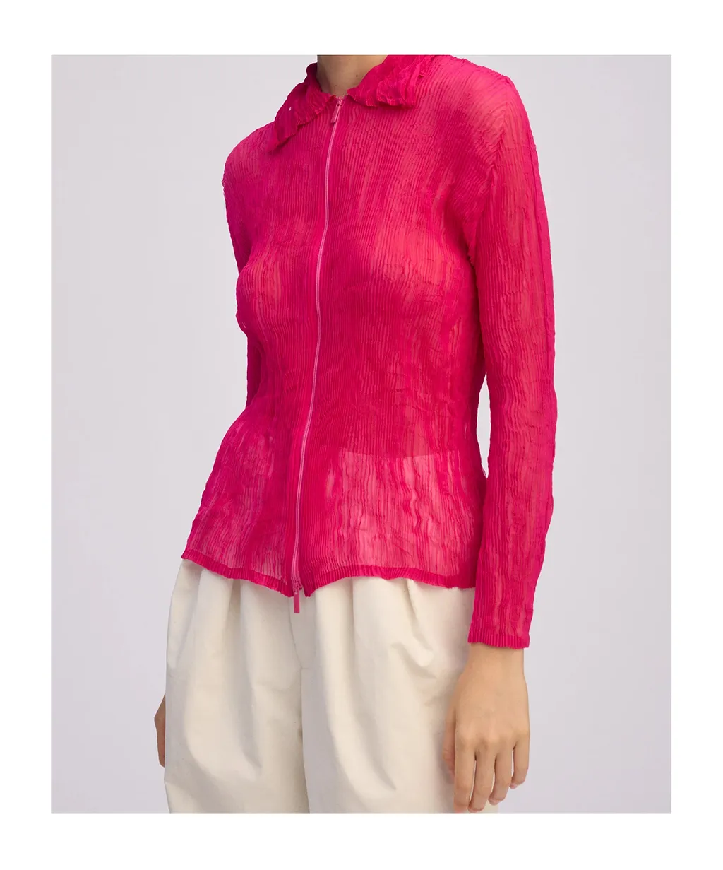 Ruffled Zip-Fastening Shirt