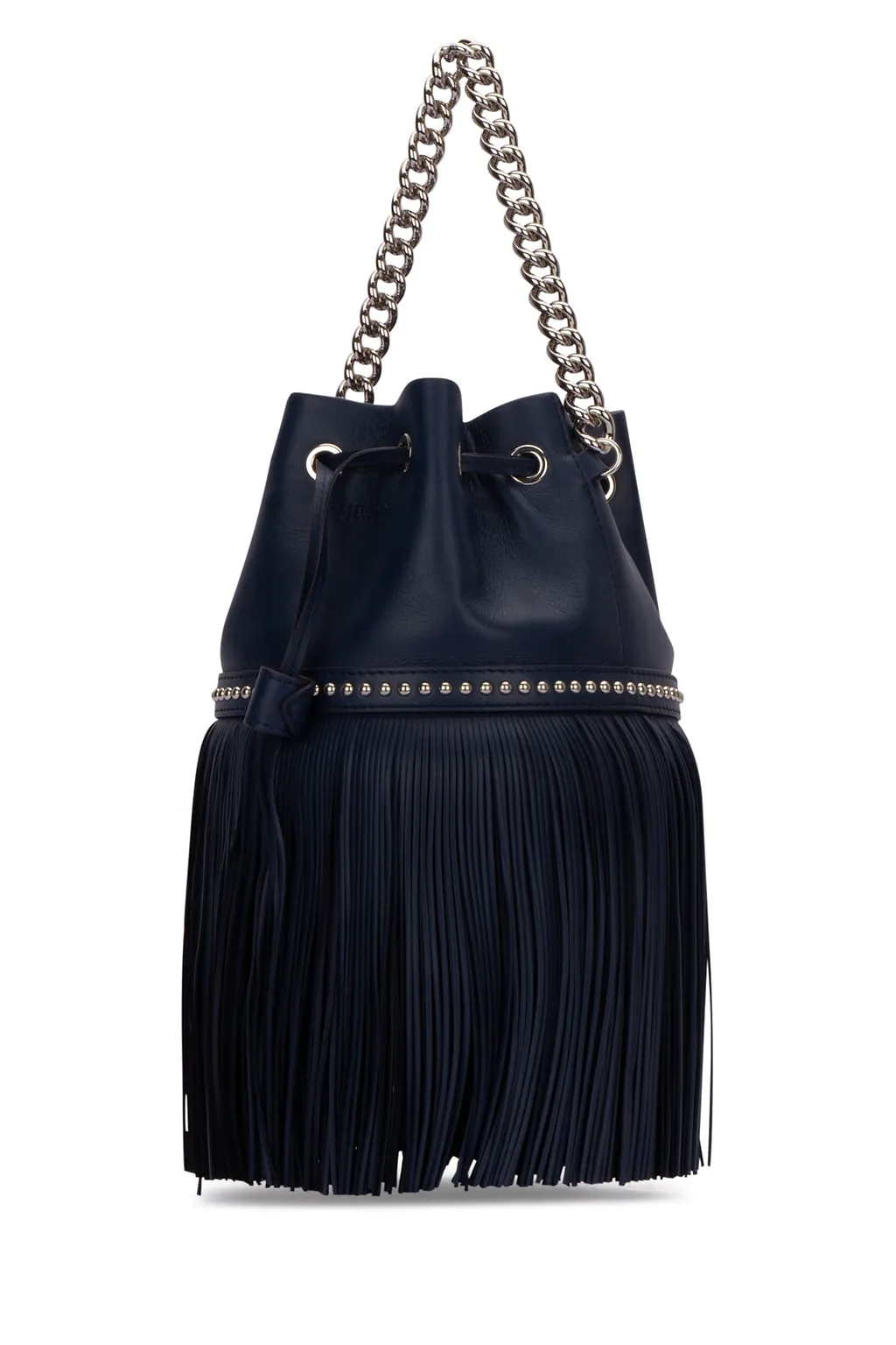 Fringed Chain-Strap Bucket Bag