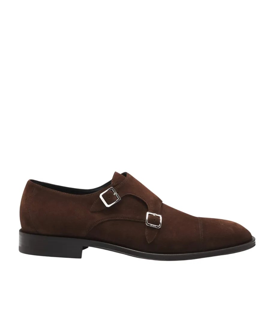 Suede Double-Breasted Monk Shoes