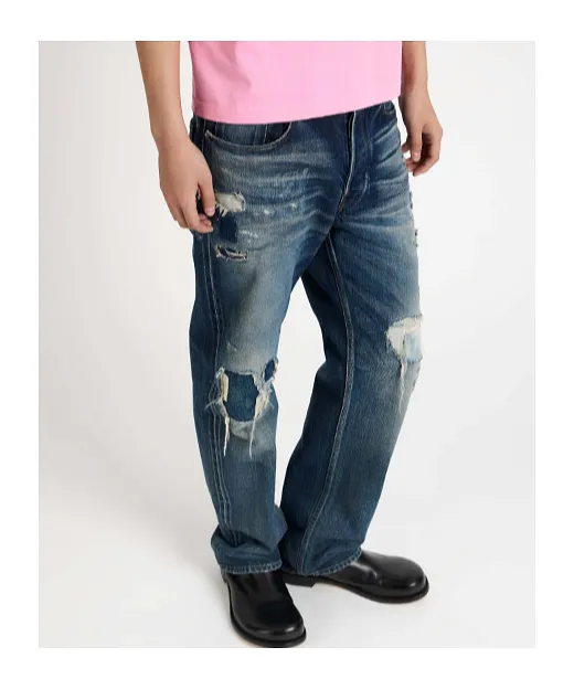 Jw Anderson Distressed Mid-Waisted Straight-Leg Jeans