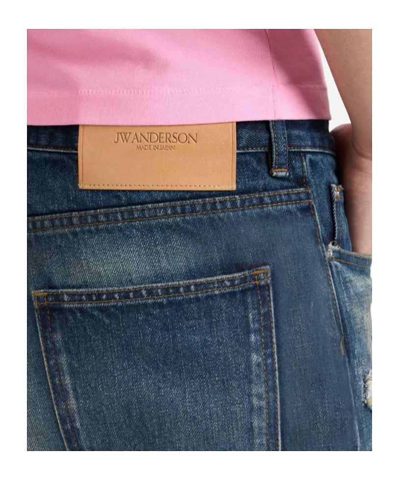 Jw Anderson Distressed Mid-Waisted Straight-Leg Jeans