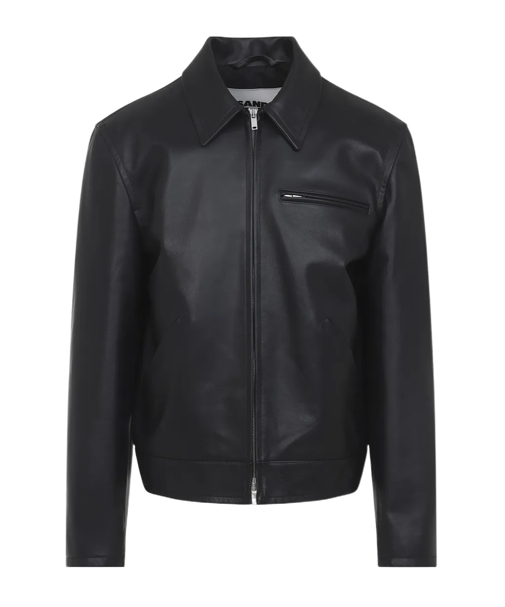 Jil Sander Zip-Front Leather Jacket
