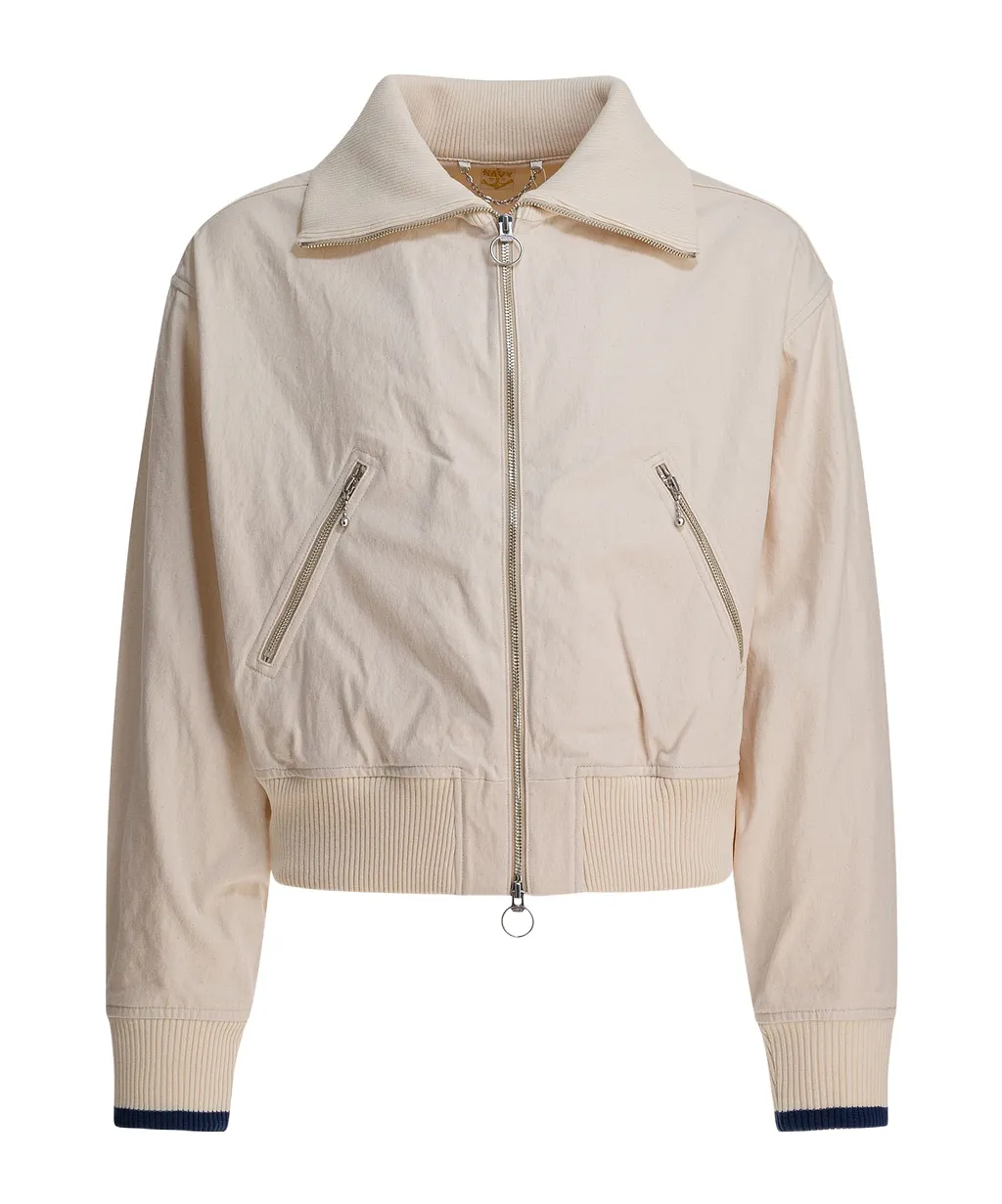 Zip-Front Ribbed-Cuff Jacket