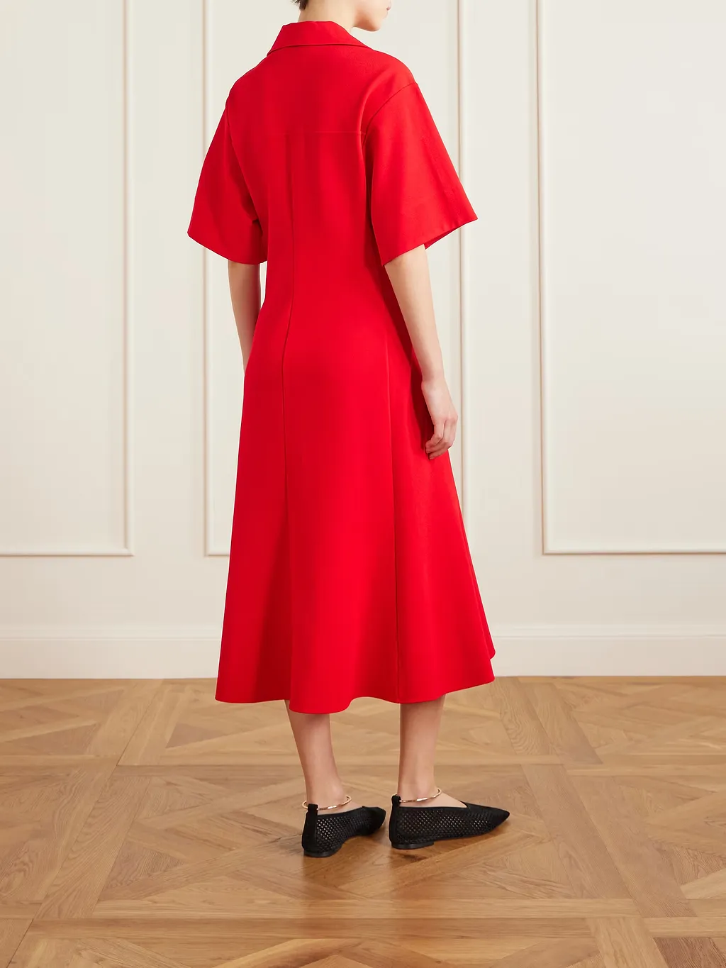 Patchwork Crepe Midi Dress