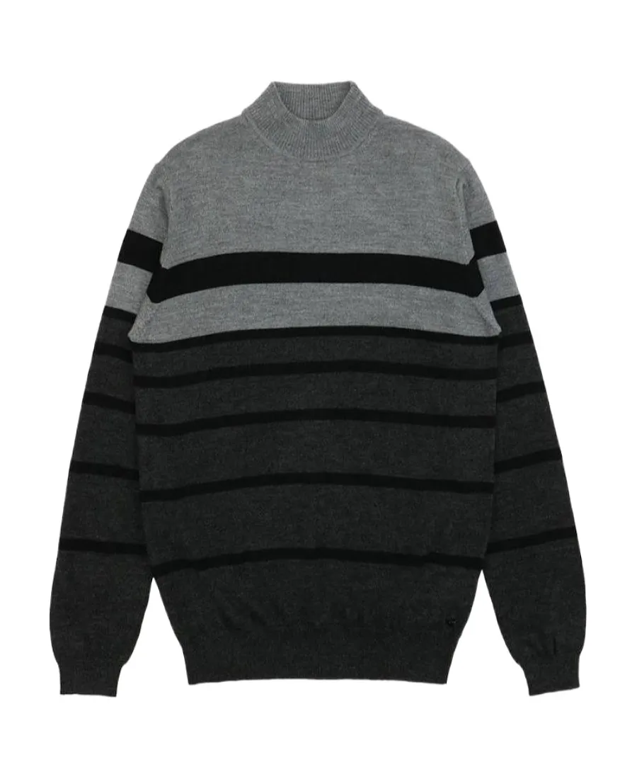 High-Necked Striped Pullover