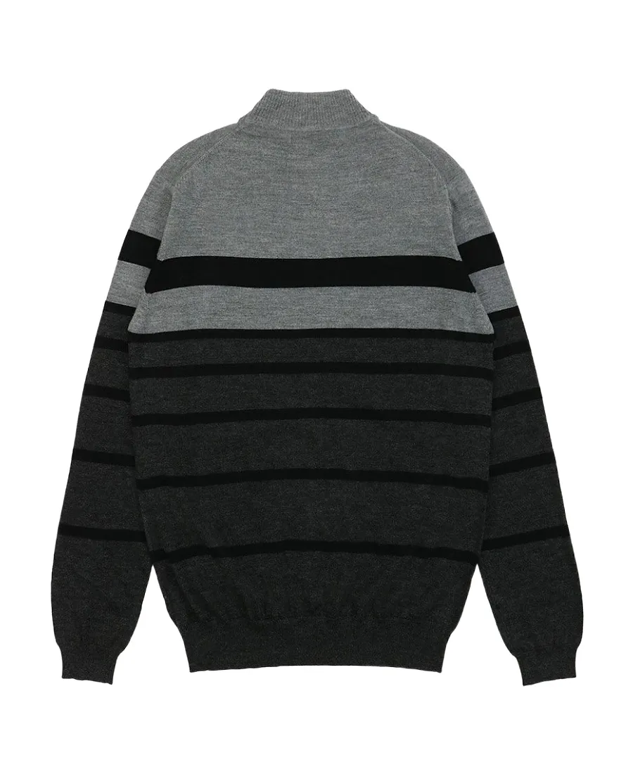 High-Necked Striped Pullover