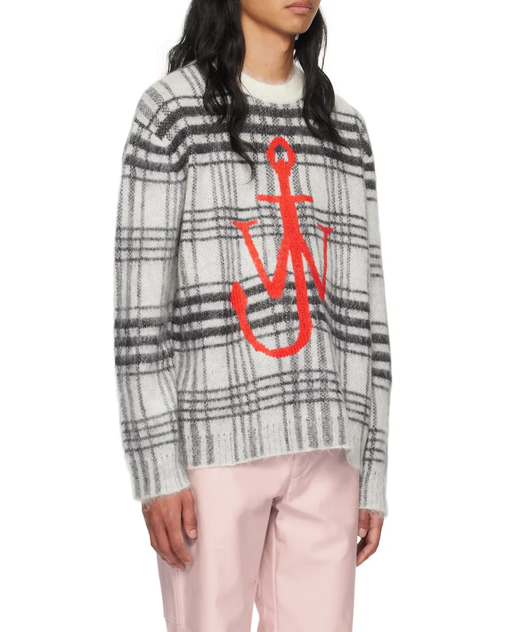 Jw Anderson Logo Intarsia-Knit Checked Jumper