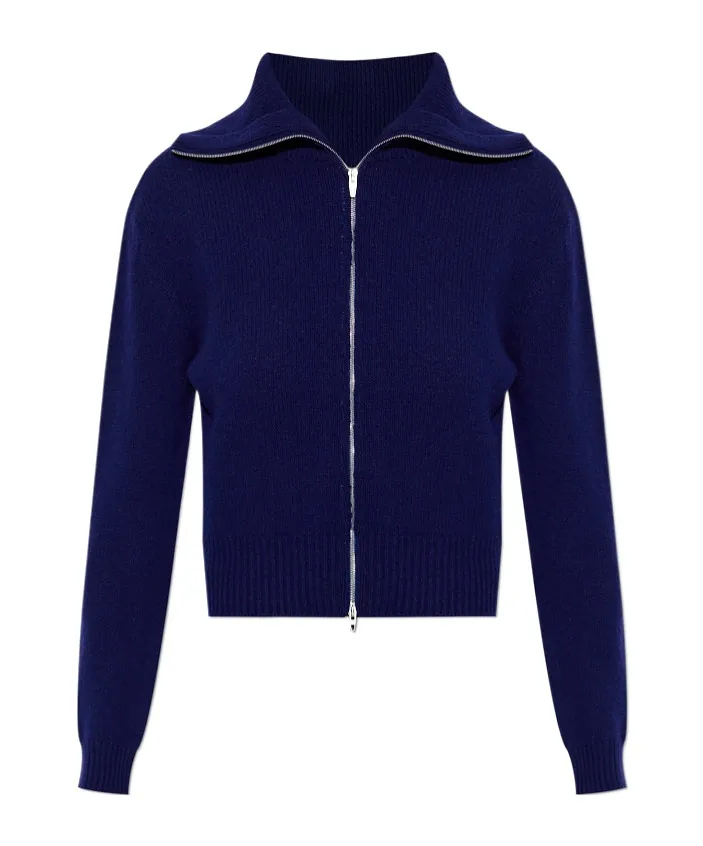 Jil Sander Zip-Up Wide-Collar Cardigan