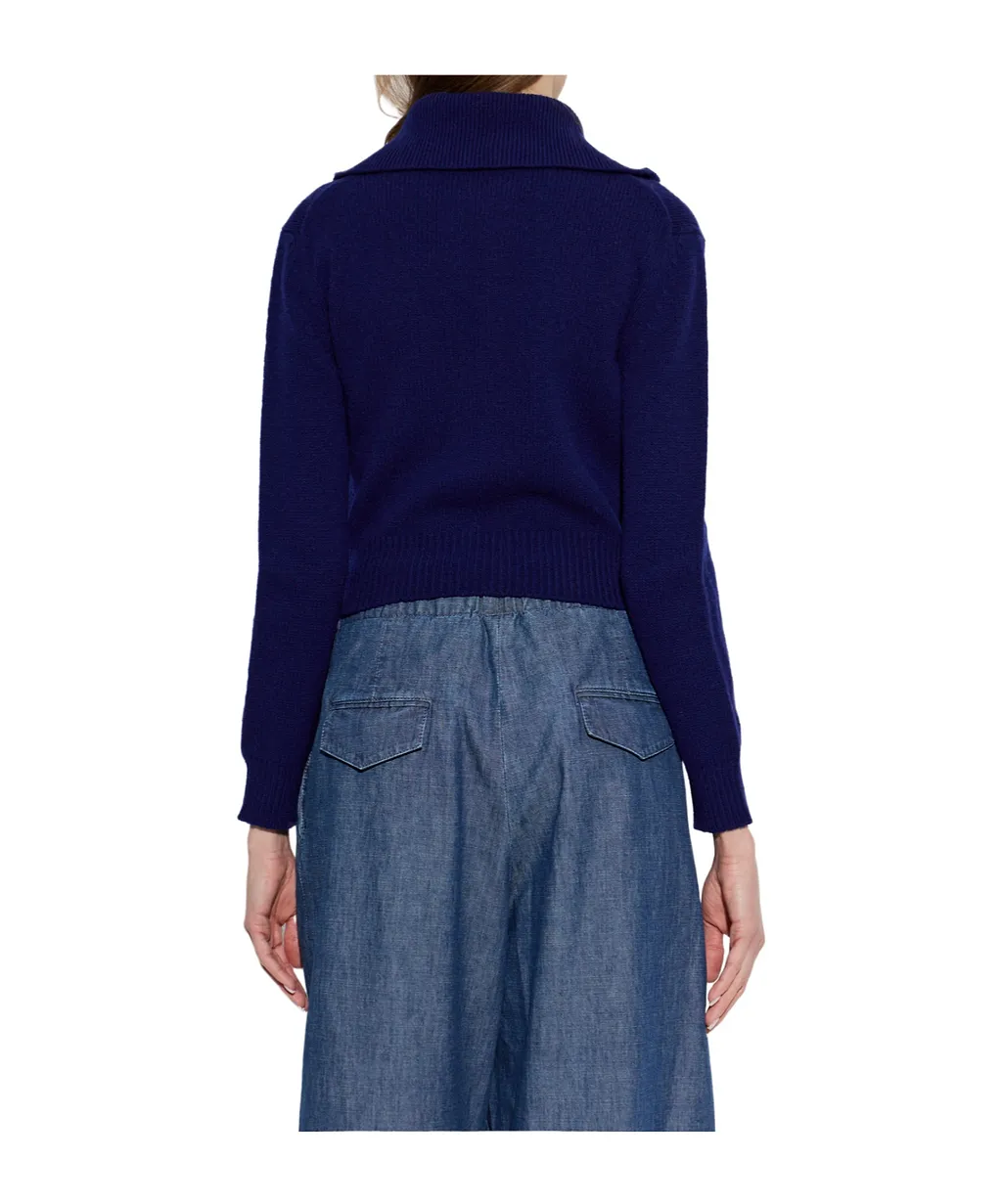 Jil Sander Zip-Up Wide-Collar Cardigan