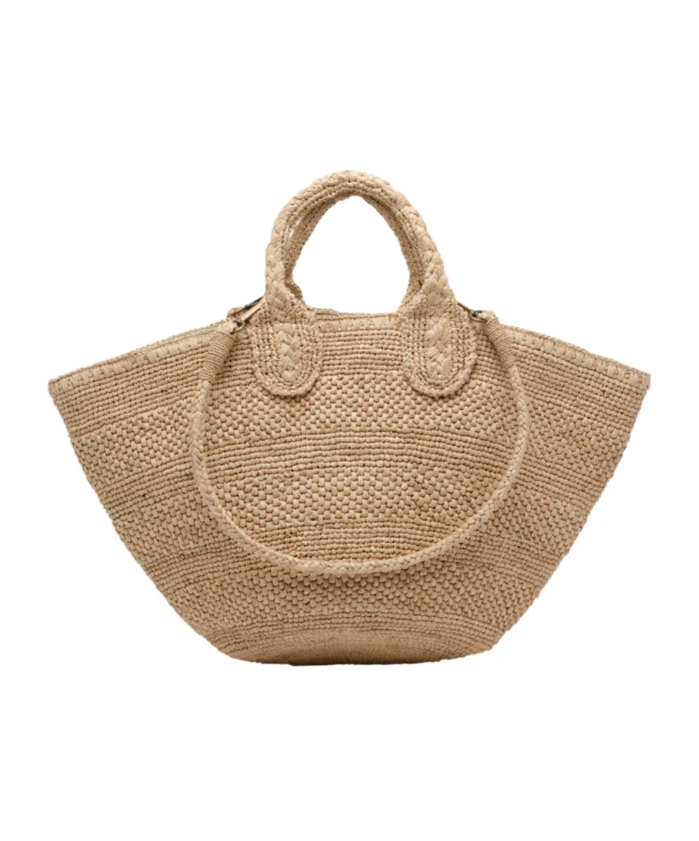 Ibeliv Strap Detailed Woven Tote Bag