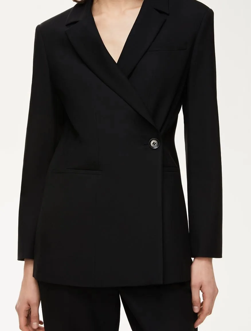 Notched-Lapel Double-Breasted Blazer