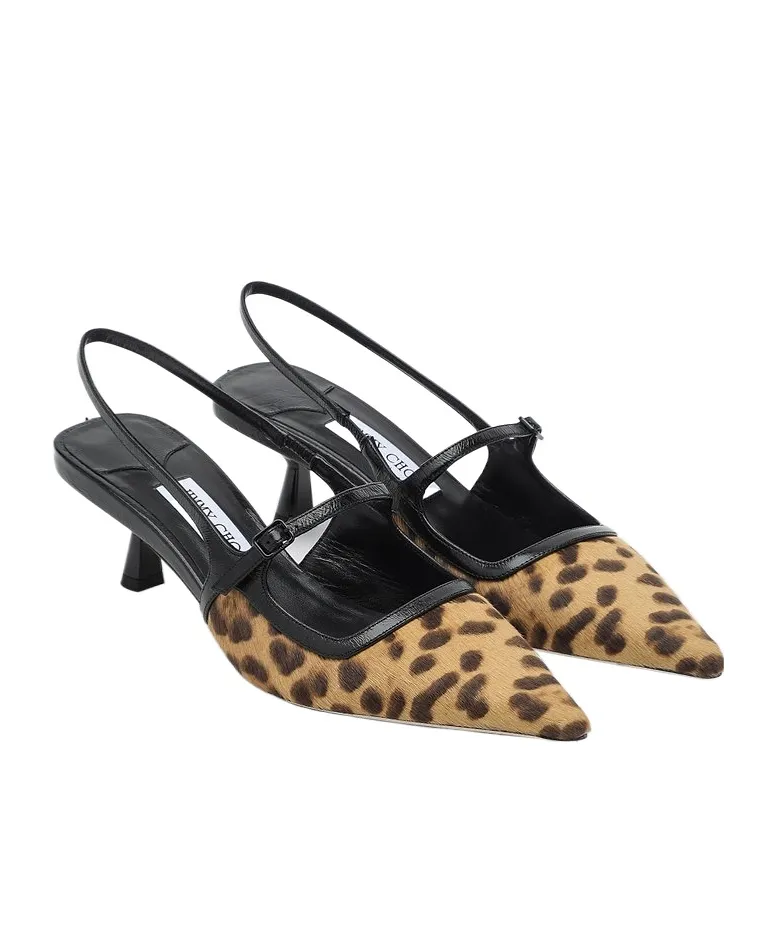 Didi 45 Slingback In Leopard Print Pony Skin