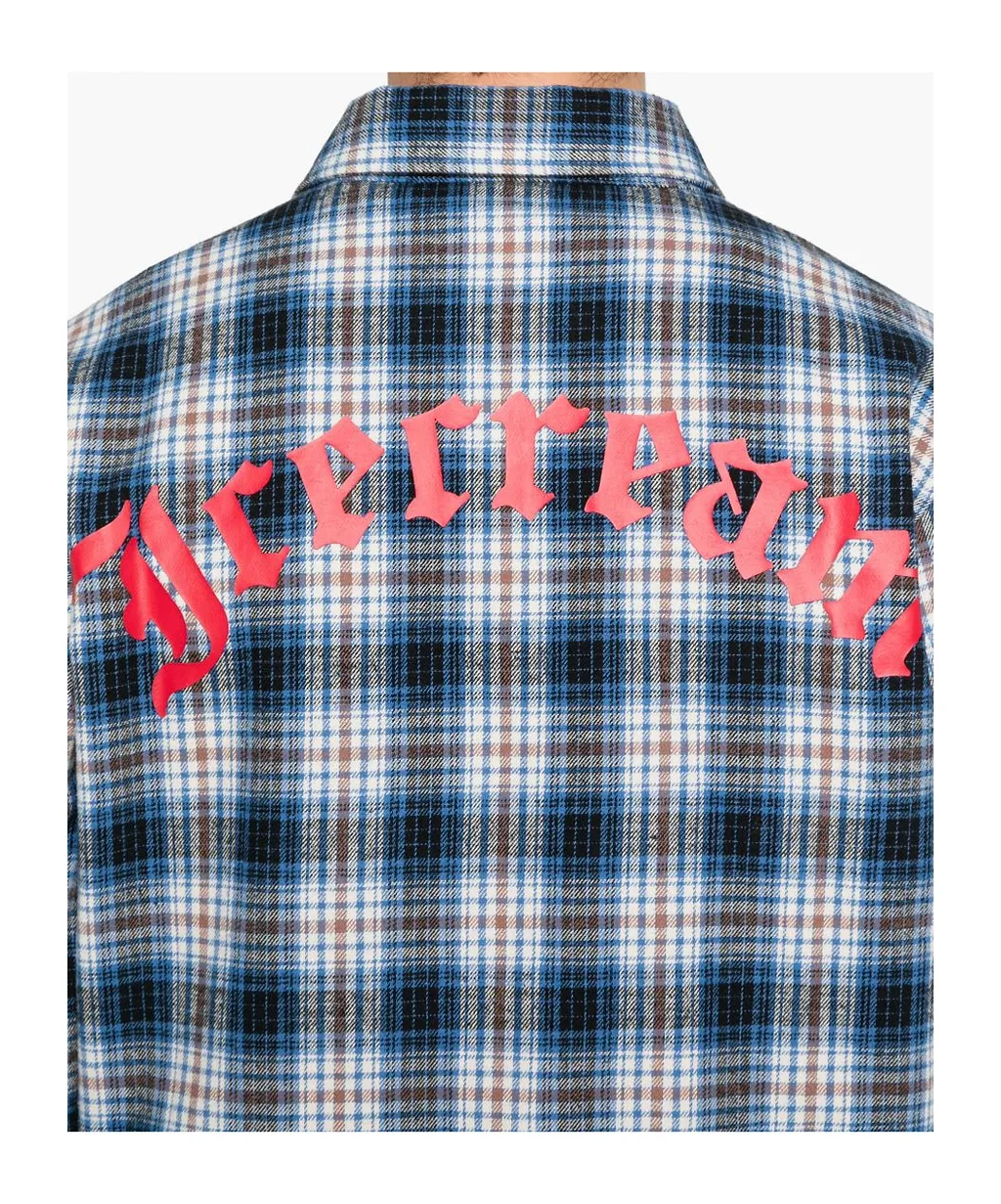 Check-Pattern Logo-Embroidered Shirt